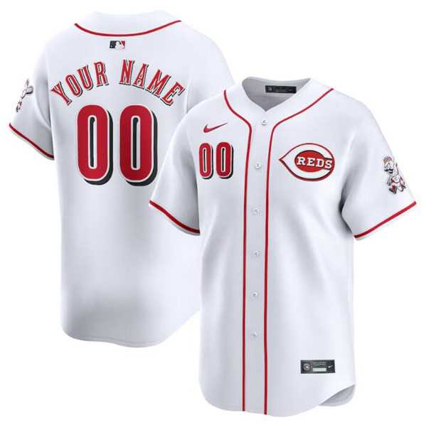 Mens Cincinnati Reds Active Player Custom White Home Limited Baseball Stitched Jersey->customized mlb jersey->Custom Jersey